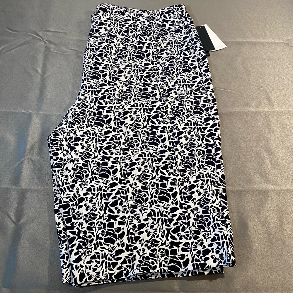 NWT Grace BENGALINE pant Bermuda shorts navy/white no pocket size large